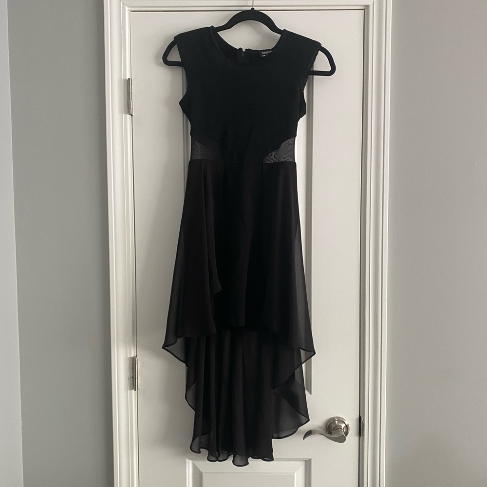 Black low high Bebe dress